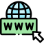 Domain registration icon with www and globe symbol