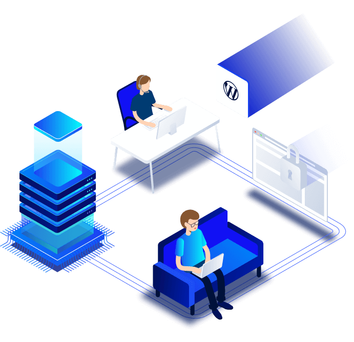 WordPress hosting dashboard with secure server